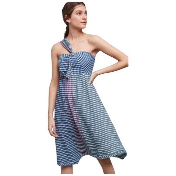 Anthropologie Dresses & Skirts - Anthropologie Maeve Blue One Shoulder Waverly Dress